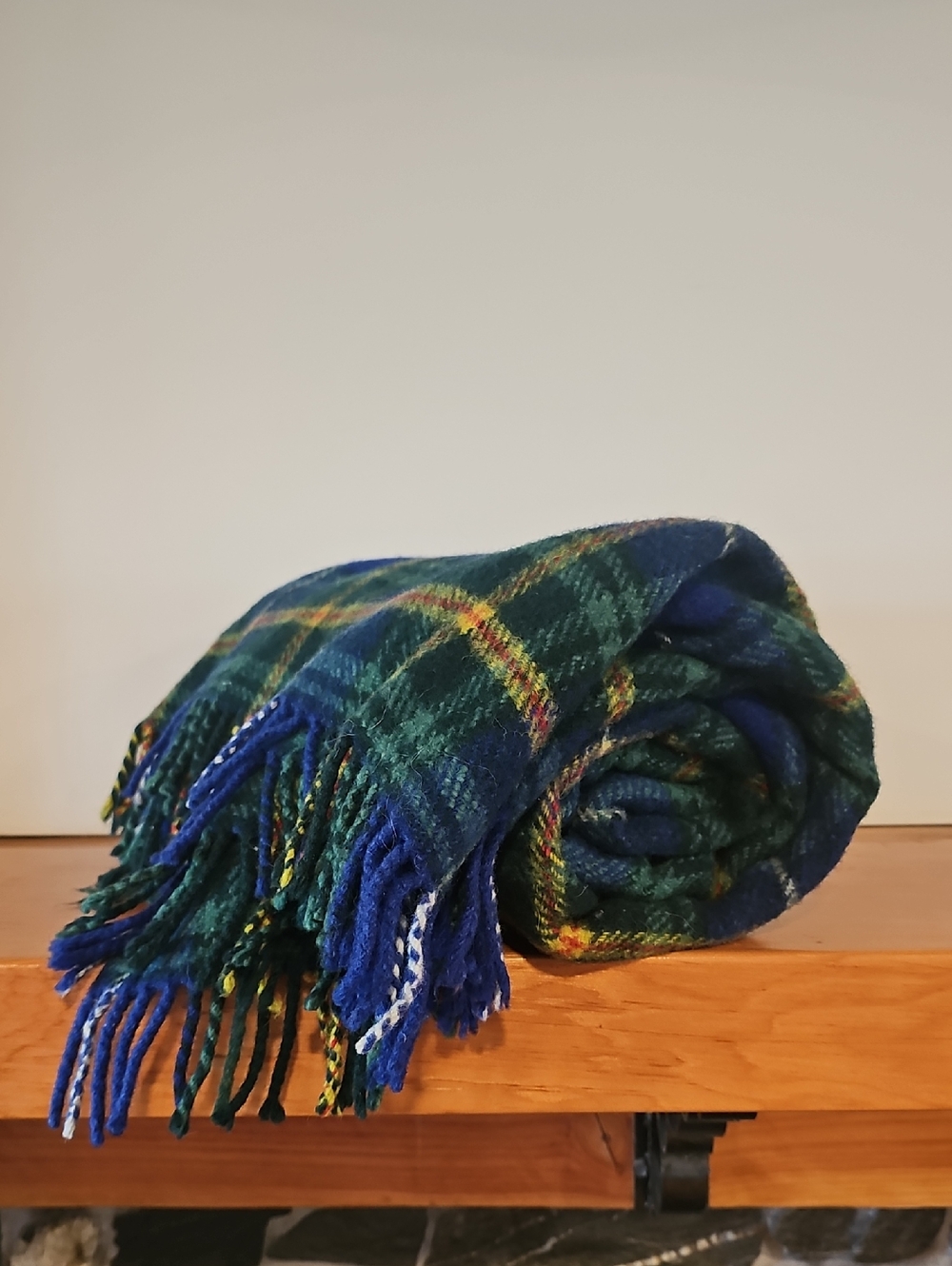 Vintage Wool Plaid Throw Blanket